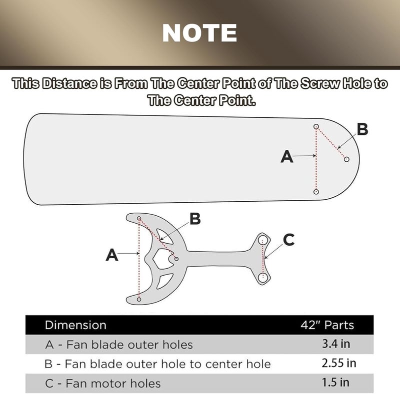 VIDABTE Ceiling Fan Blades Arm 7740200 -Hidden Screw Hole -Antique Brass, for 42-Inch Fan Blade, Mounting hole incompatibility with predecessors. -5 Pcs - Image 2